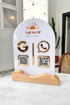İşletmenize Özel Logolu Ahşap Altlıklı QR Stant