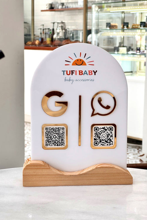 İşletmenize Özel Logolu Ahşap Altlıklı QR Stant