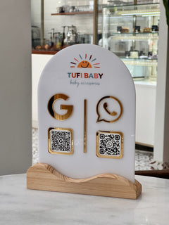İşletmenize Özel Logolu Ahşap Altlıklı QR Stant