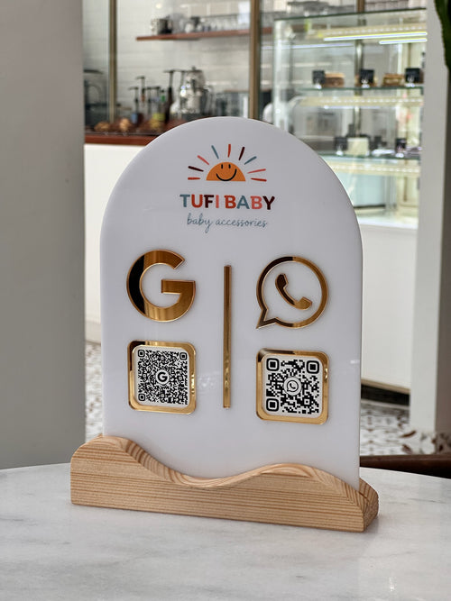 İşletmenize Özel Logolu Ahşap Altlıklı QR Stant