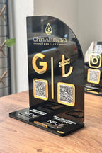 2 QR & 2 NFC Destekli İşletmenize Özel Logolu PleksiGlass Stant