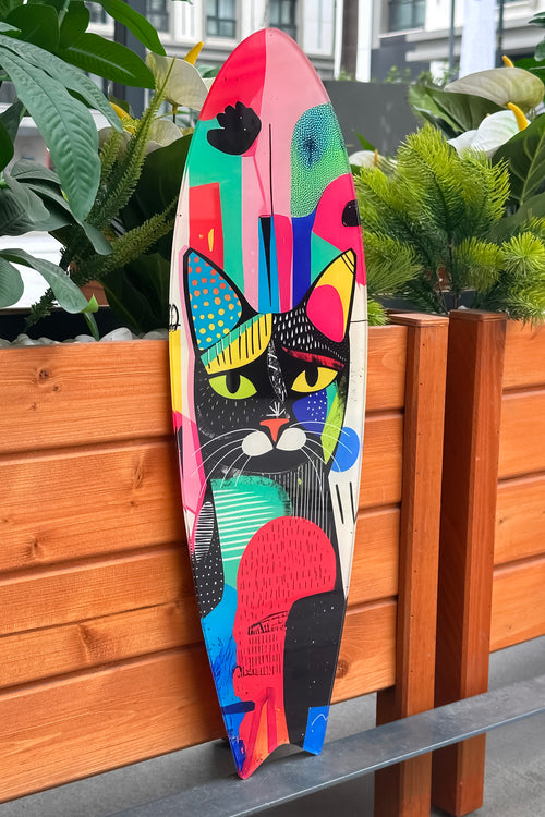 Black Cat Dekoratif Sörf Tahtası Acrylic Tablo