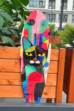 Black Cat Dekoratif Sörf Tahtası Acrylic Tablo