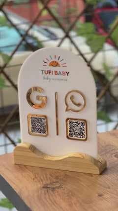 İşletmenize Özel Logolu Ahşap Altlıklı QR Stant