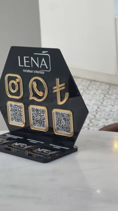 3 QR & 3 NFC Destekli İşletmenize Özel Logolu PleksiGlass Stant