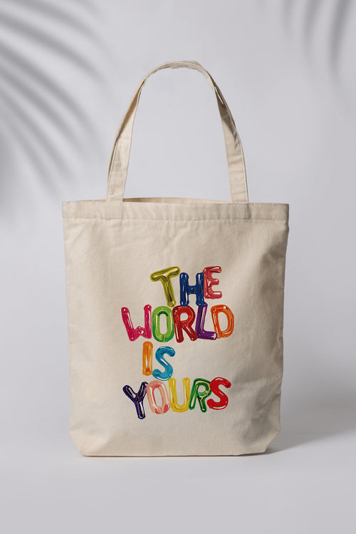 The World Desenli Ham Bez Çanta Tote Bag Omuz Çantası